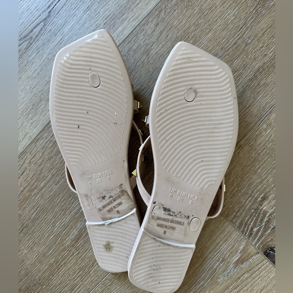 Fashion Nova gold studded bow nude jelly sandals 8 - Picture 2 of 2